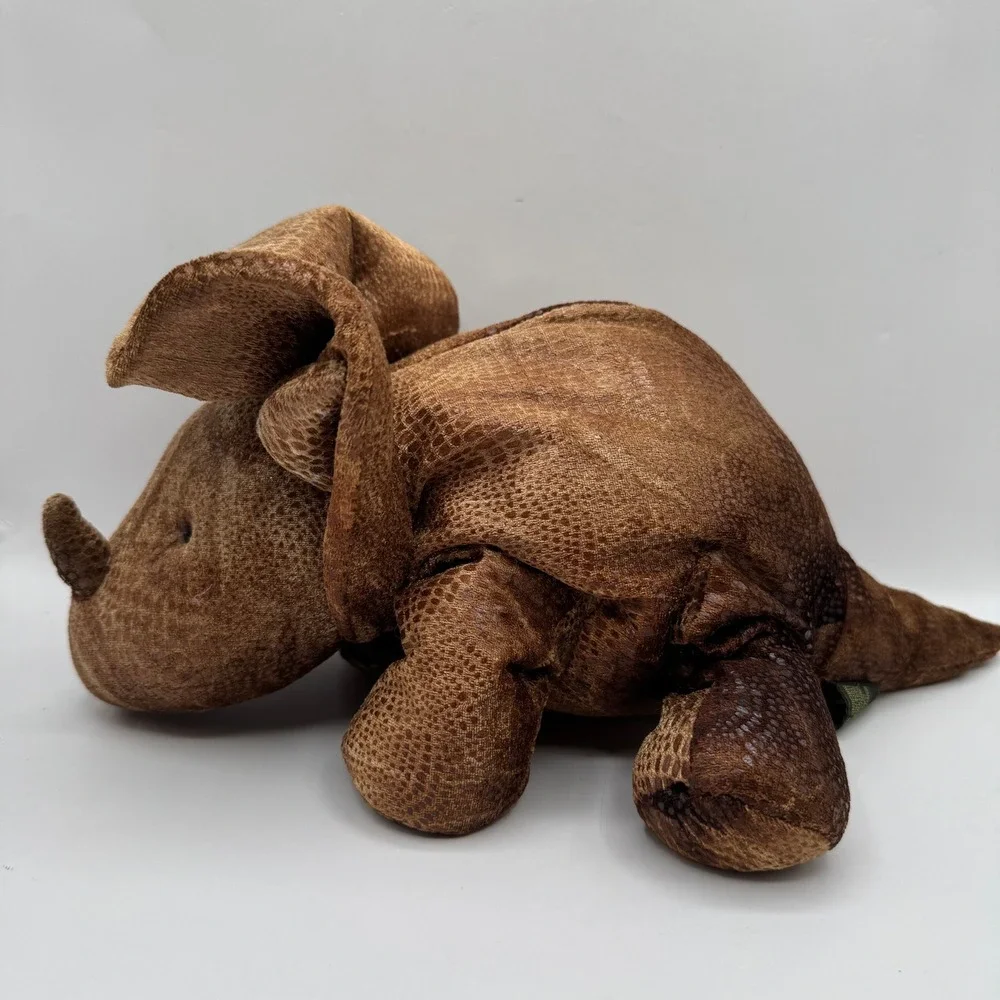 Russ Berrie Triggor Triceratops Plush 1996 Large Brown Scaled Texture Dinosaur